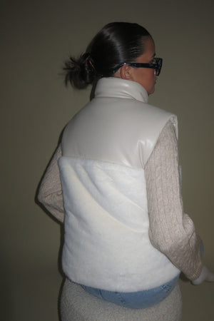 ONLINE ONLY | Reversible Faux Leather Vest - Cream