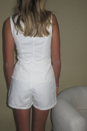 ONLINE ONLY | Buttoned Up Denim Top - White