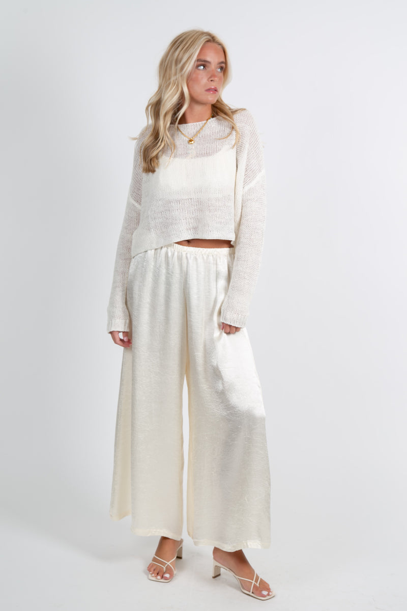 ENZA COSTA | Linen Open Knit Bateau Sweater - White