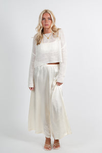 ENZA COSTA | Linen Open Knit Bateau Sweater - White