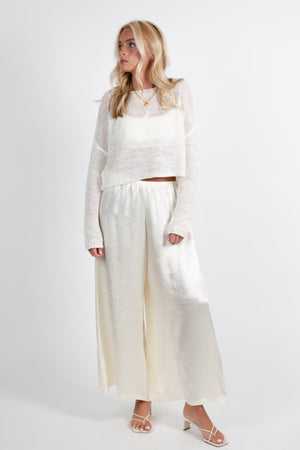 ENZA COSTA | Linen Open Knit Bateau Sweater - White
