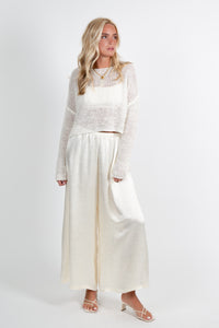 ENZA COSTA | Linen Open Knit Bateau Sweater - White