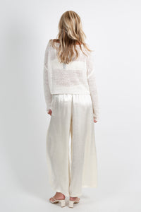 ENZA COSTA | Linen Open Knit Bateau Sweater - White