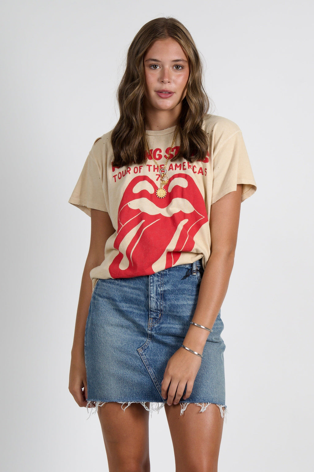 MADEWORN | Rolling Stones Destroyed Tee - Tea Stained