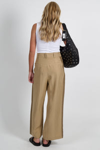 SMYTHE | Tux Stripe Crop Pleated Trouser - Tan