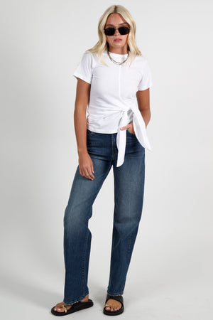 DEREK LAM | Sono Cotton Jersey Tie Front Tee - White