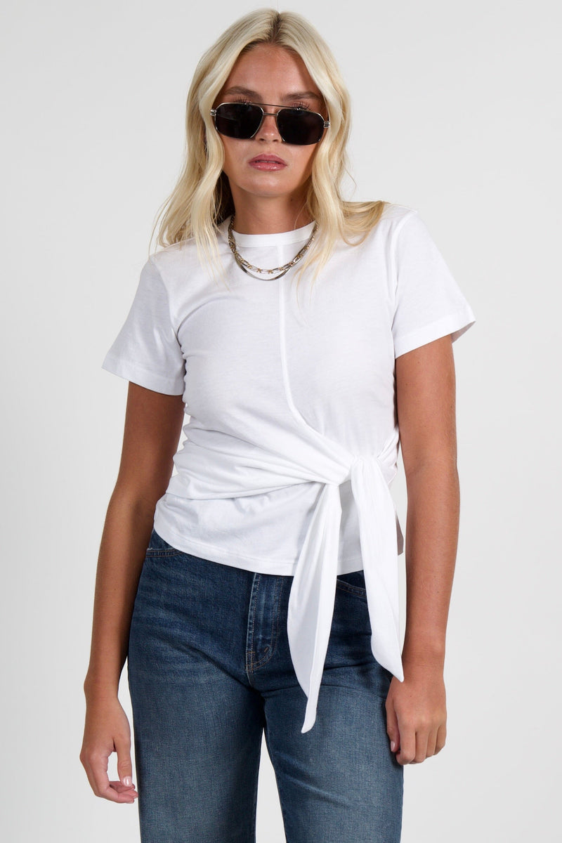 DEREK LAM | Sono Cotton Jersey Tie Front Tee - White