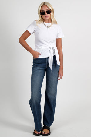 DEREK LAM | Sono Cotton Jersey Tie Front Tee - White