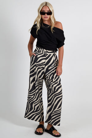 SMYTHE | Cropped Pleated Trouser -White/Black