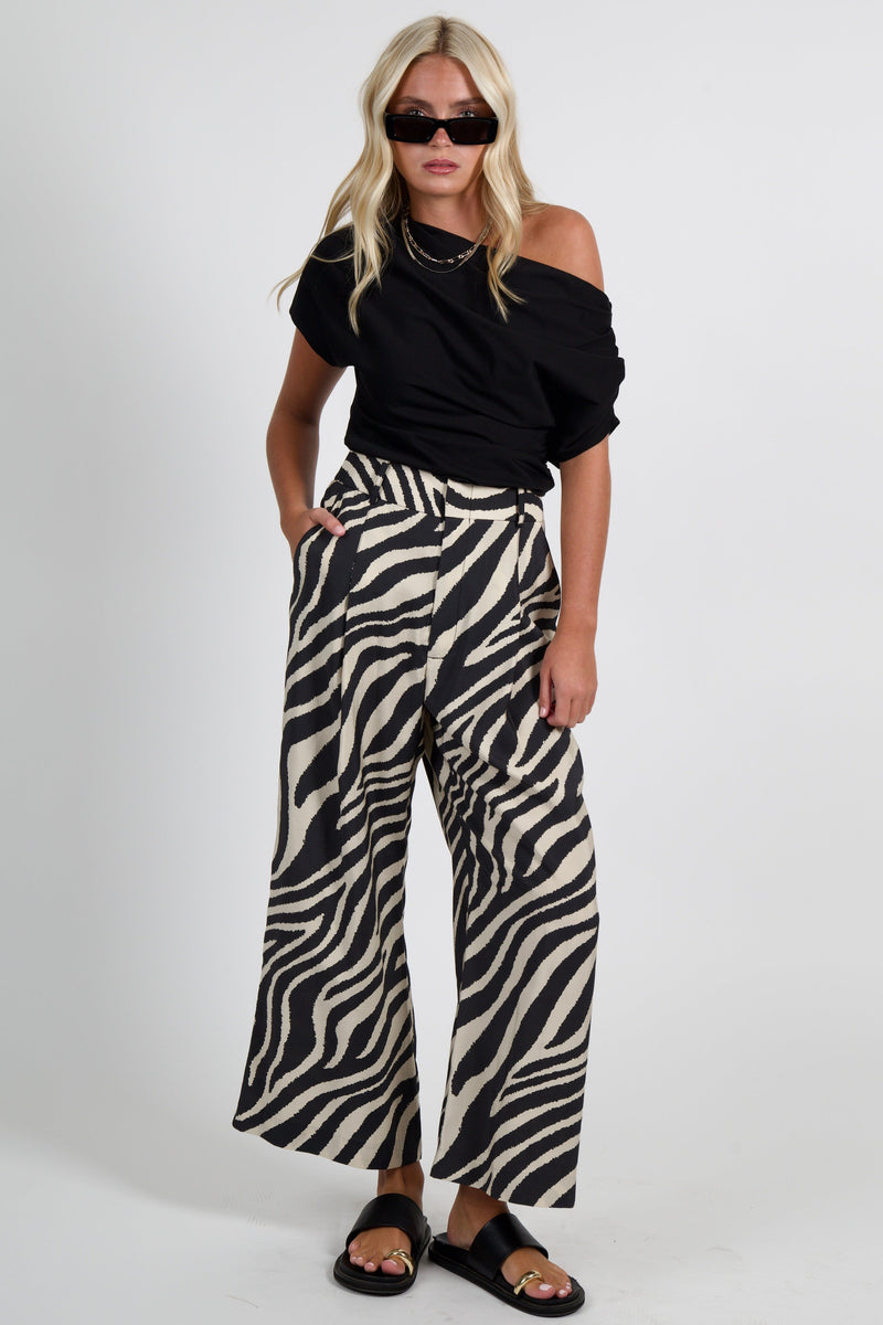 SMYTHE | Cropped Pleated Trouser -White/Black