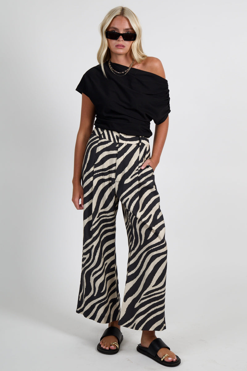SMYTHE | Cropped Pleated Trouser -White/Black
