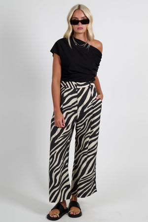 SMYTHE | Cropped Pleated Trouser -White/Black