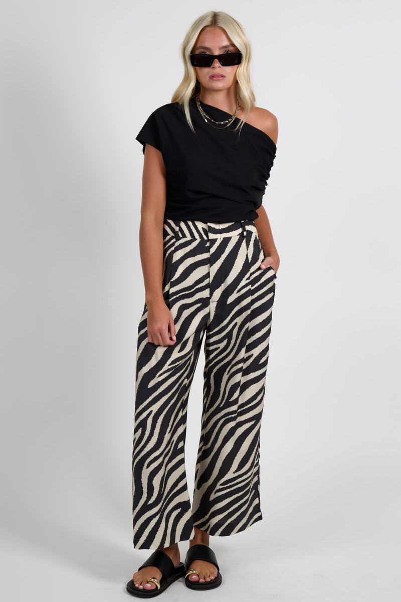 SMYTHE | Cropped Pleated Trouser -White/Black