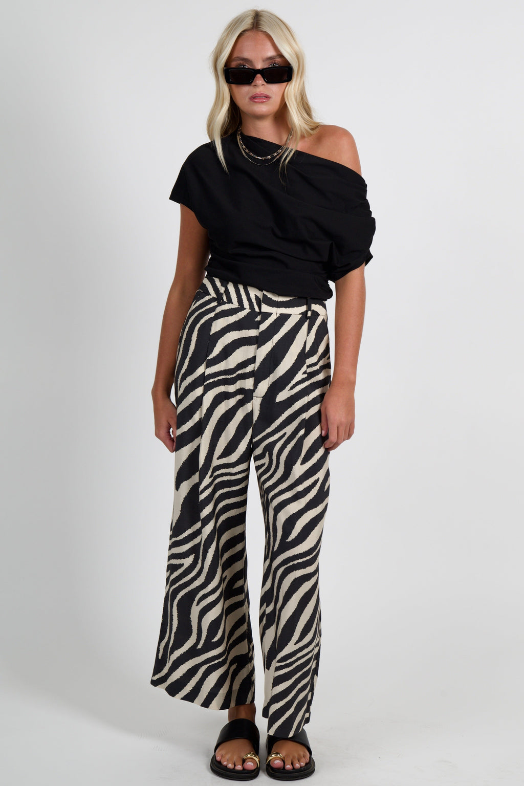 SMYTHE | Cropped Pleated Trouser -White/Black