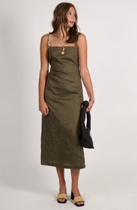 LUCY PARIS | Fallon Bead Detail Dress - Olive