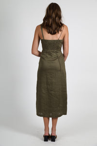 LUCY PARIS | Fallon Bead Detail Dress - Olive