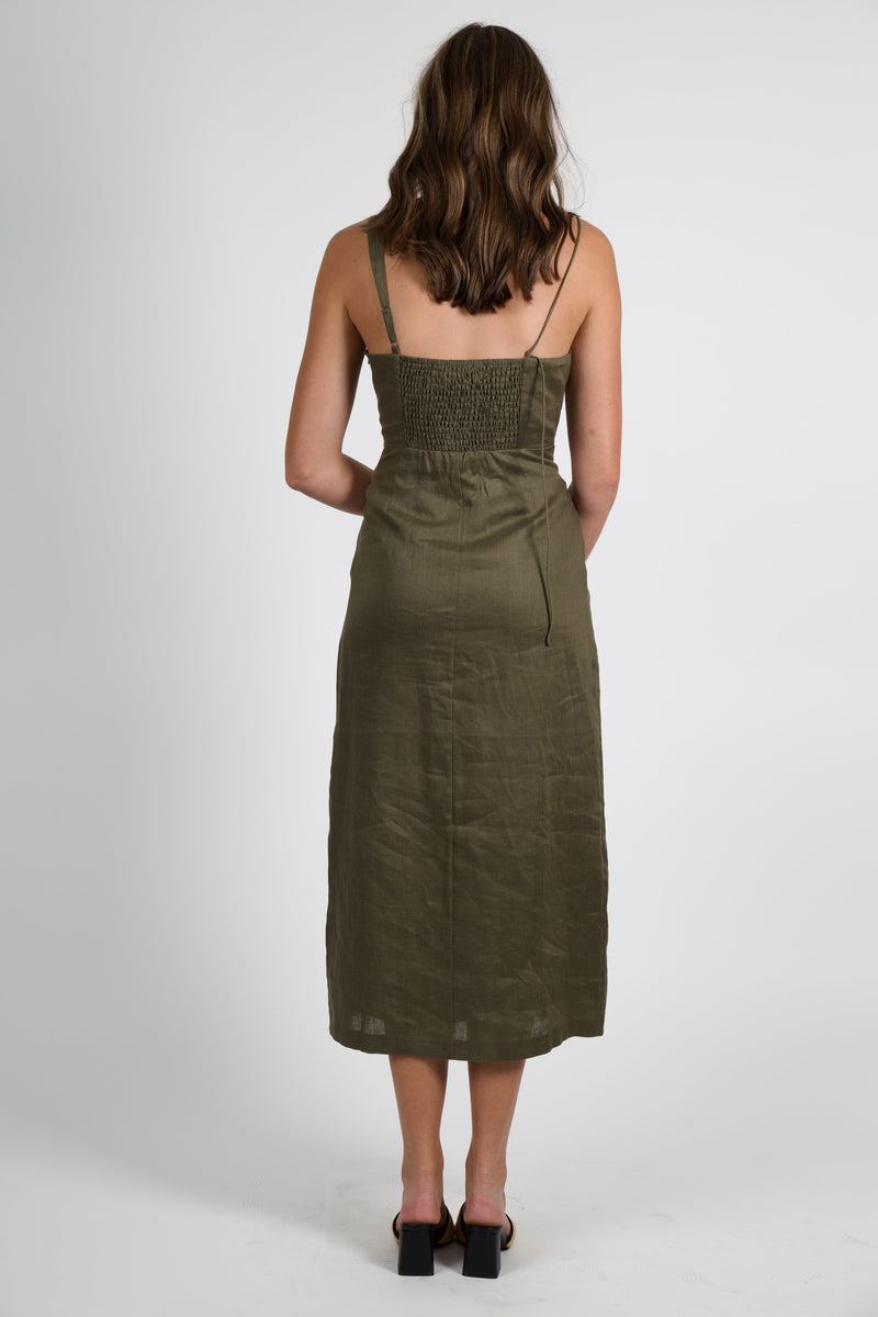 LUCY PARIS | Fallon Bead Detail Dress - Olive
