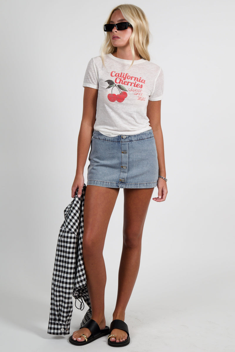 RE/DONE | Tiny "Cherries" Tee - Vintage White