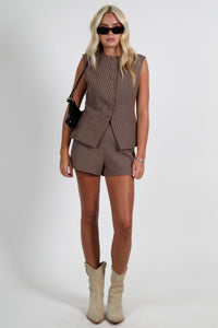 ASTR | The Gisselle Short - Brown Wine Plaid
