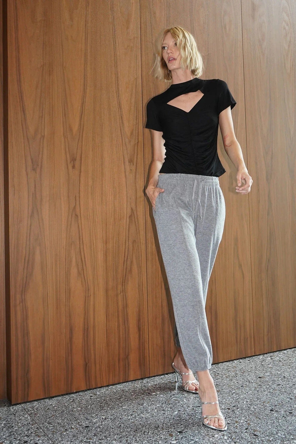 LNA | Jace Seamed Brushed Jogger - Heather Shadow Grey