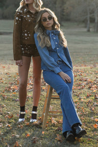 DEREK LAM | Majah Tencel Tie Neck Shirt- Denim