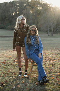 DEREK LAM | Majah Tencel Tie Neck Shirt- Denim