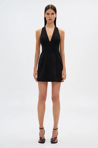 MISHA | The Pearl Sateen Mini Dress - Black