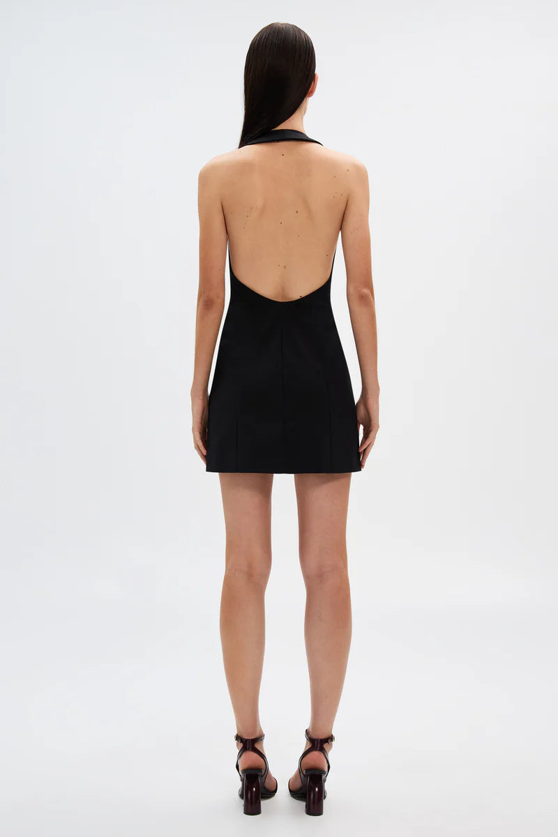 MISHA | The Pearl Sateen Mini Dress - Black