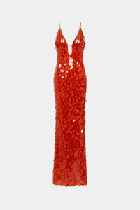 MISHA | Sapphire Sequin Maxi Dress - Red Sequin