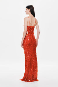 MISHA | Sapphire Sequin Maxi Dress - Red Sequin