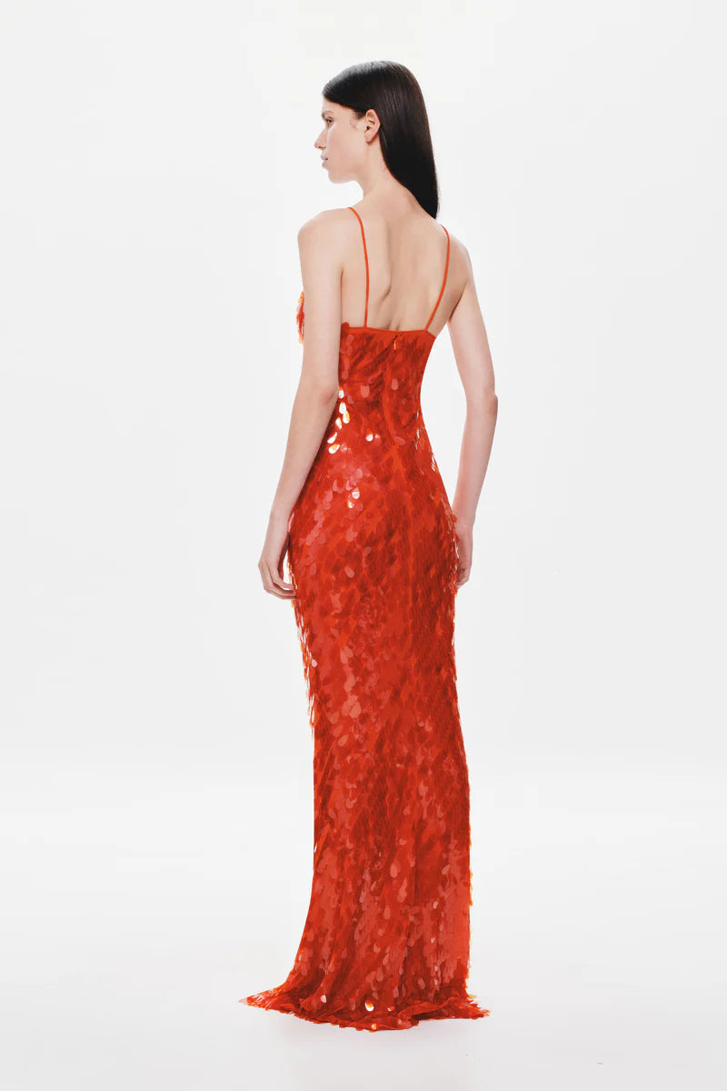 MISHA | Sapphire Sequin Maxi Dress - Red Sequin