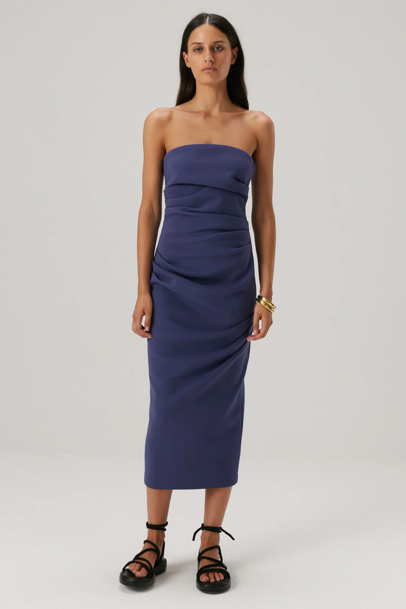 MISHA | Calandra Midi Dress - Denim Blue