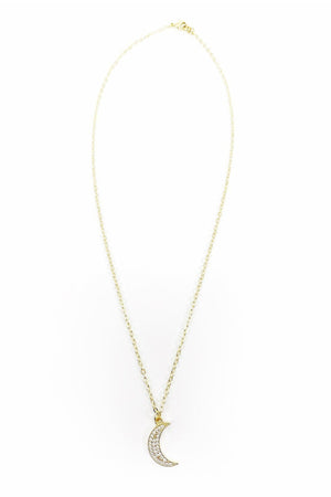 RACHEL NATHAN | Pave Moon Necklace