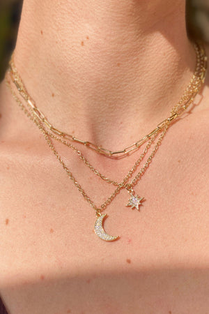 RACHEL NATHAN | Pave Moon Necklace