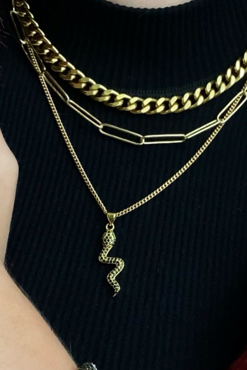 RACHEL NATHAN | Black Pave Snake Necklace