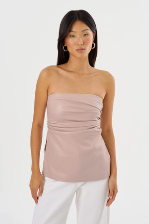 LAMARQUE | Juni Leather Strapless Top - Rose