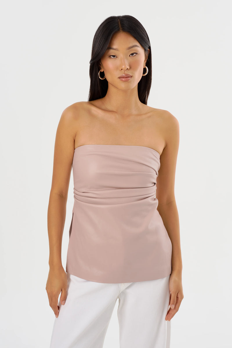 LAMARQUE | Juni Leather Strapless Top - Rose