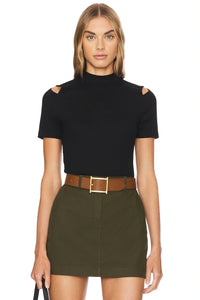 LNA | Juno Ribbed Top - Black