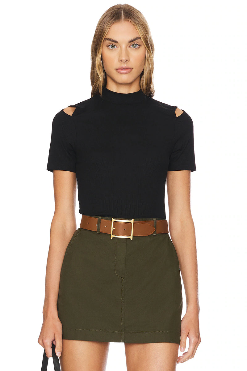 LNA | Juno Ribbed Top - Black
