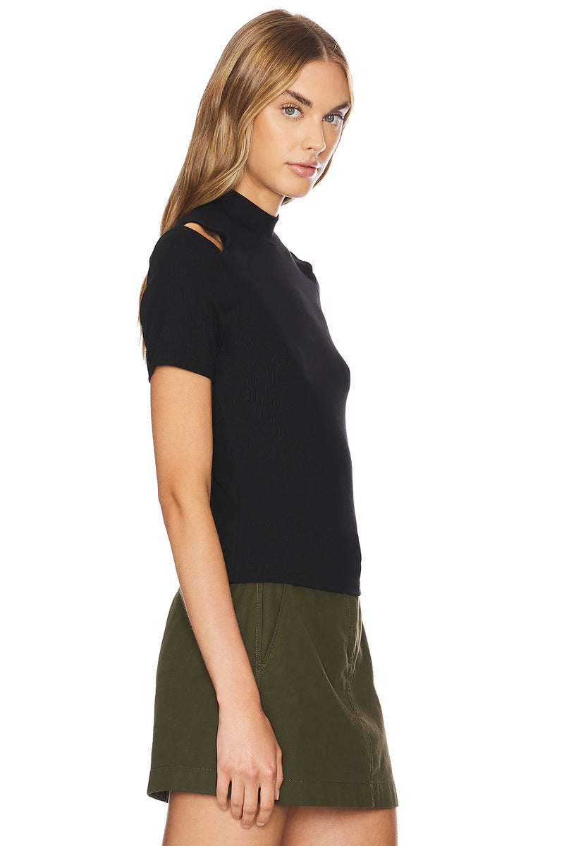 LNA | Juno Ribbed Top - Black