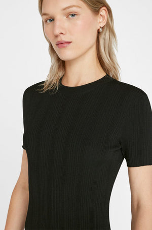 FRAME | Mixed Rib Cutout Mini Dress - Noir