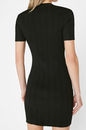 FRAME | Mixed Rib Cutout Mini Dress - Noir