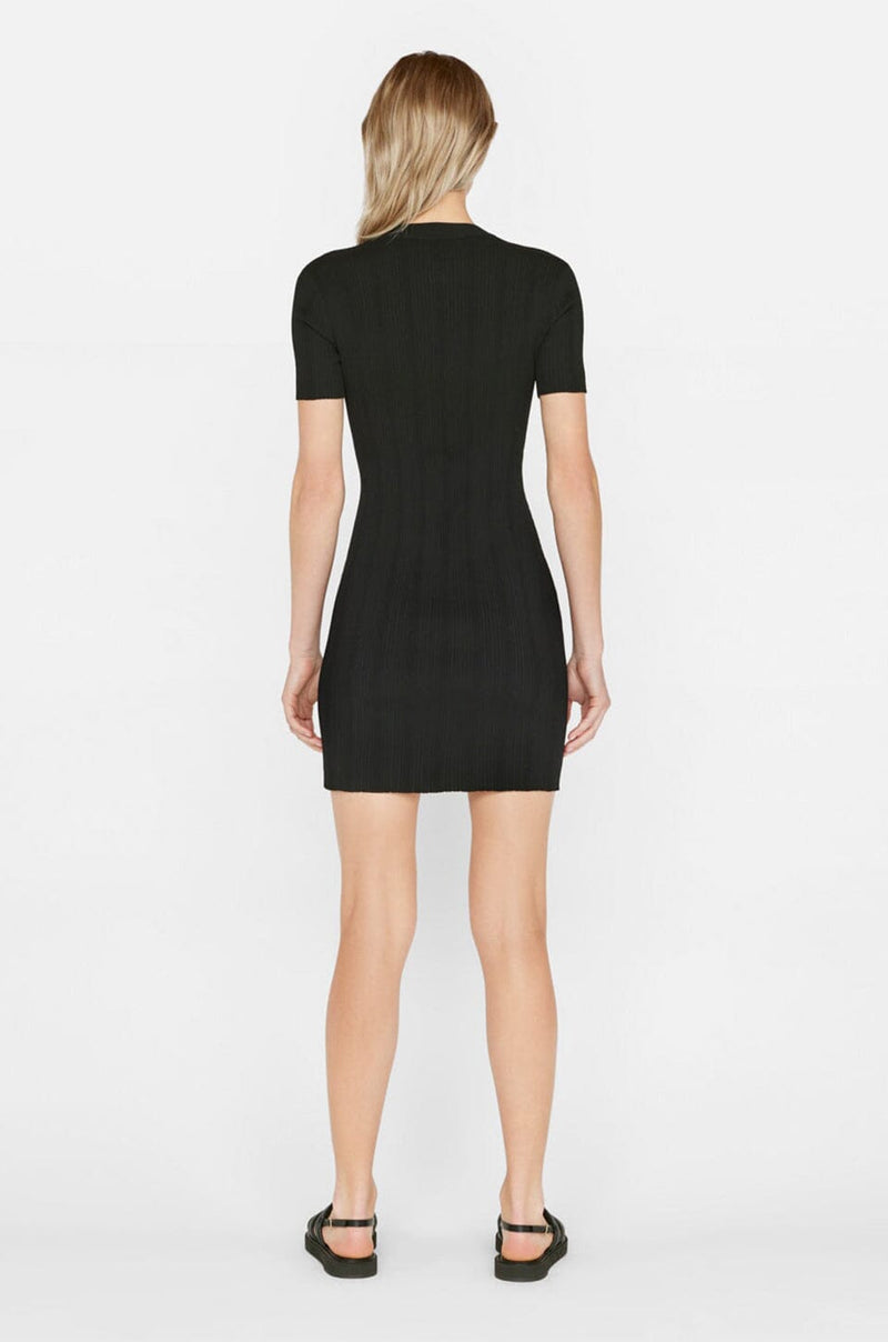 FRAME | Mixed Rib Cutout Mini Dress - Noir