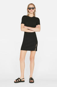 FRAME | Mixed Rib Cutout Mini Dress - Noir