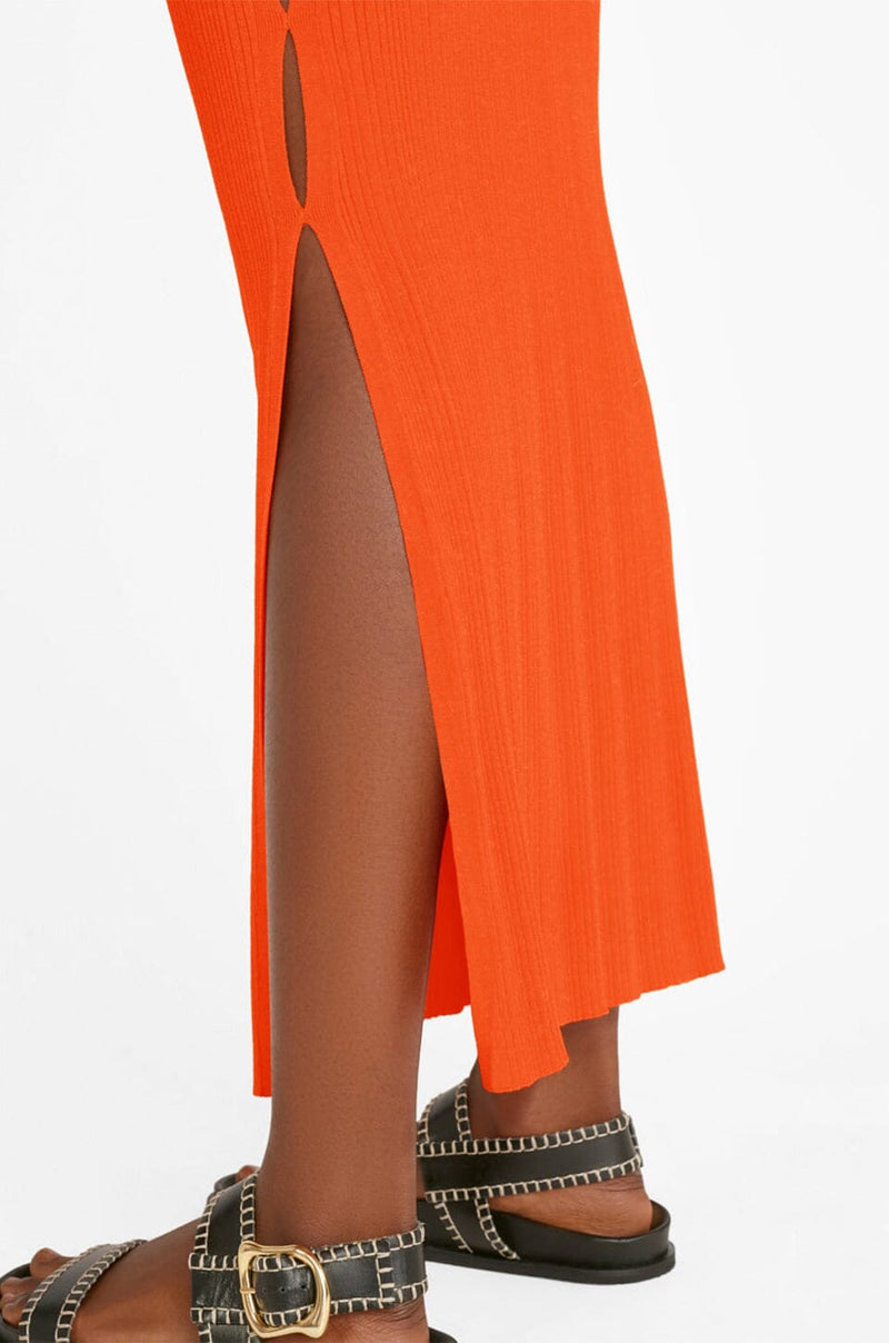 FRAME | Mixed Rib Cutout Skirt - Bright Tangerine