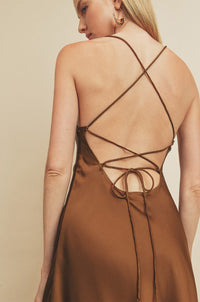 Mini Satin Dress - Mocha