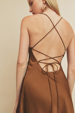 Mini Satin Dress - Mocha