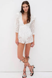 FOR LOVE & LEMONS | Santo Romper - White