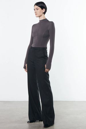 ENZA COSTA | Matte Jersey Paneled Mock Neck - Dark Pewter