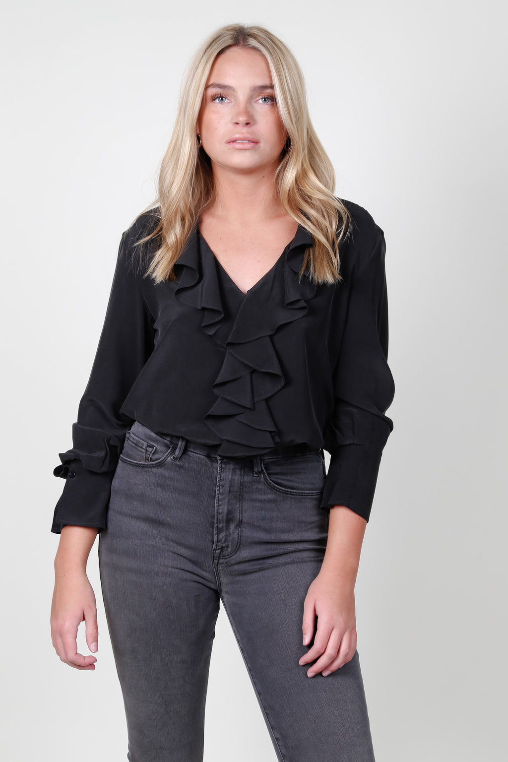 EQUIPMENT | Mathilda Ruffle Silk Blouse - True Black